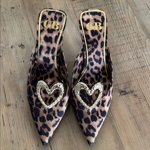 Gianni Bini Animal Print Heels with Heart Accent